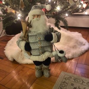 Santa in gray outfit